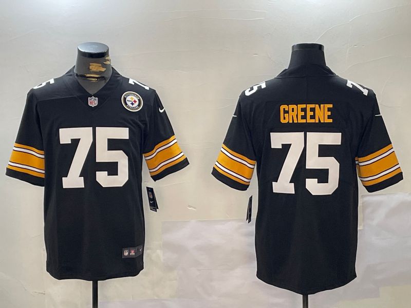 Men Pittsburgh Steelers #75 Greene Black 2024 Nike Vapor Limited NFL Jersey style 1